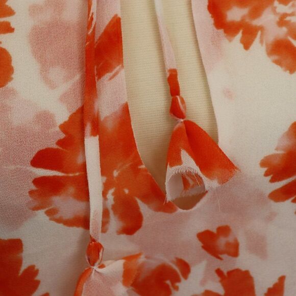Misa Los Angeles Lorena Orange & White Floral Ruffle Mini Dress size M - Picture 8 of 15